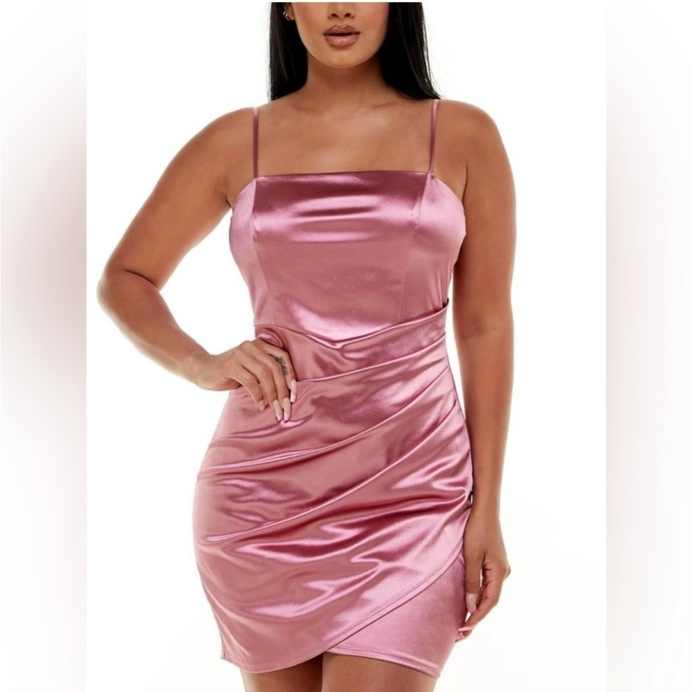 Emerald Sundae Pink Satin Mini Dress